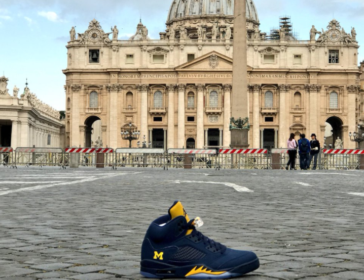 Pope Francis Gifted Custom Nike Blazer Kicks Featuring Coat Of Arms