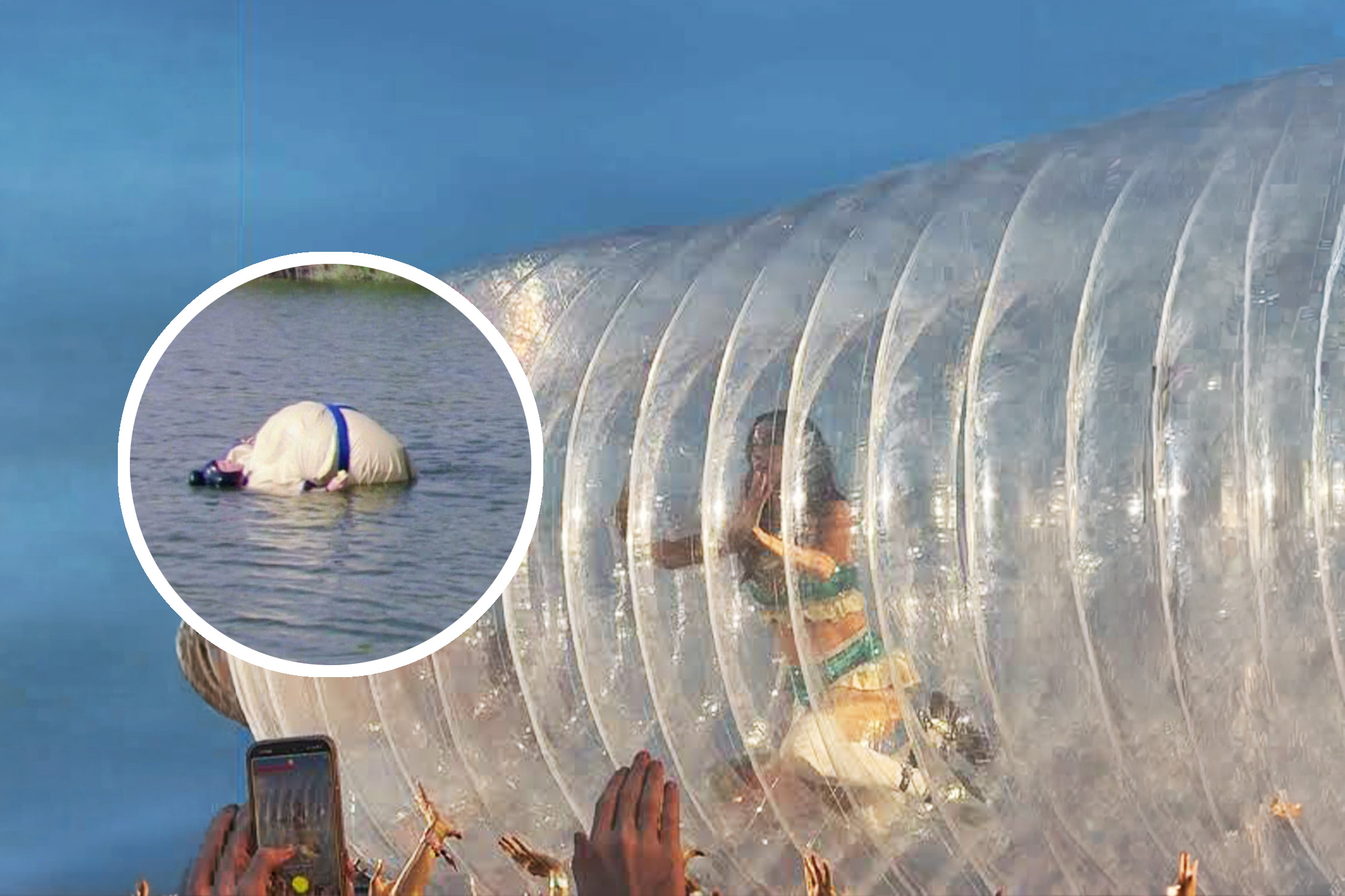 Katy Perry Got Stuck Inside a Giant Plastic Bottle Because Fans Refused to Roll Her to the Stage